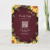 Burgundy Sunflowers Mason Jar QR Code Wedding 招待状 (裏面)