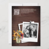 Burgundy Sunflowers Wood QR Code Wedding Photo セーブザデート (裏面)