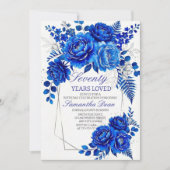 Burgundy Surprise Floral 70th Birthday Party 招待状 (正面)