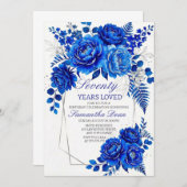 Burgundy Surprise Floral 70th Birthday Party 招待状 (正面/裏面)