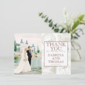 Burgundy Swedenの結婚写真ありがとう サンキューカード (スタンド正面)