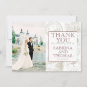 Burgundy Swedenの結婚写真ありがとう サンキューカード (正面)