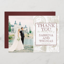 Burgundy Swedenの結婚写真ありがとう サンキューカード