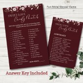 Burgundy Sweet Love Candy Match Bridal Shower Game