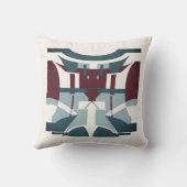 Burgundy Teal Green Seafoam on White Southwest Art クッション (裏面)