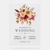 Burgundy Terracotta Floral Wedding Welcome アクリルサイン (正面)