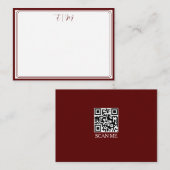 Burgundy three Border Monogram Note Card ノートカード (正面/裏面)