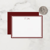 Burgundy three Border Monogram Note Card ノートカード (正面/裏面インサイチュ)