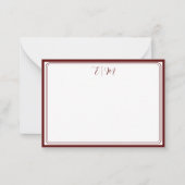 Burgundy three Border Monogram Note Card ノートカード (正面)
