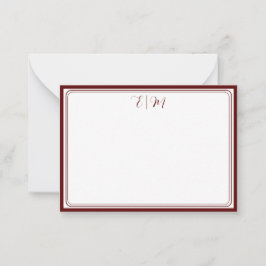 Burgundy three Border Monogram Note Card ノートカード