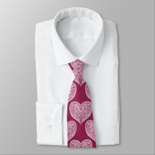 Burgundy, Tieの装飾ハート ネクタイ