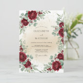 Burgundy Timeless Botanical Wedding 招待状 (スタンド正面)