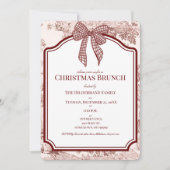 Burgundy Toile Gingham Christmas Brunch Invitation 招待状 (正面)