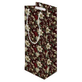 Burgundy Traditional Christmas Floral ワインギフトバッグ (裏面アングル)