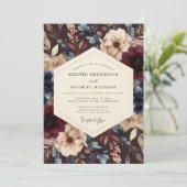 Burgundy Twilight Botanical Romance Wedding 招待状 (スタンド正面)