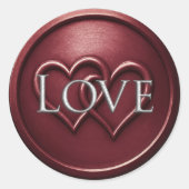 Burgundy Two Hearts Intertwined Wedding ラウンドシール (正面)