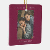 Burgundy Two Photo Snowfall Best Friends Photo セラミックオーナメント (右)