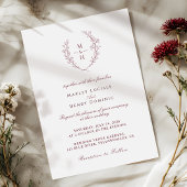 Burgundy Typography Wildflower Monogram Wedding 招待状