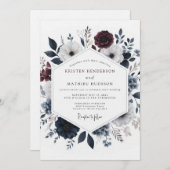 Burgundy Umbral Bloom Wedding 招待状 (正面/裏面)