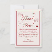 Burgundy Valentine Bridal Shower  サンキューカード (正面)