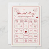 Burgundy Valentine Bridal Shower Bingo Game Card 招待状 (正面)