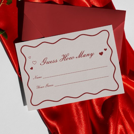Burgundy Valentine Bridal Shower Guess How Many  エンクロージャーカード