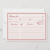 Burgundy Valentine Bridal Shower Recipe Card 招待状 (正面)