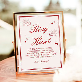 Burgundy Valentine Bridal Shower Ring Game  ポスター