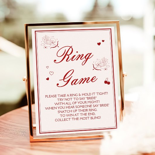 Burgundy Valentine Bridal Shower Ring Game  ポスター