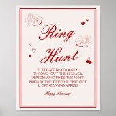 Burgundy Valentine Bridal Shower Ring Game  ポスター (正面)