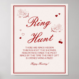 Burgundy Valentine Bridal Shower Ring Game  ポスター