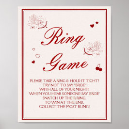 Burgundy Valentine Bridal Shower Ring Game  ポスター