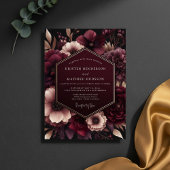Burgundy Velvet Bloom Wedding 招待状