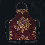 Burgundy Velvet Peony Gold Embroidery Floral エプロン<br><div class="desc">Rich, opulent luxury in every detail. This exquisite design features large, lush peonies in deep burgundy velvet with lavish gold metallic embroidery, accented by midnight blue leaves and delicate stems. A timeless, regal pattern that radiates sophistication and warmth perfect for those who love classic European inspired luxury florals.</div>