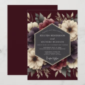 Burgundy Velvety Autumn Wedding 招待状 (正面/裏面)