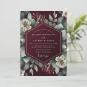 Burgundy Verdant Botanical Dream Wedding 招待状 (スタンド正面)