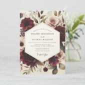 Burgundy Victorian Flora Wedding 招待状 (スタンド正面)