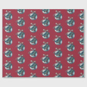 Burgundy Vintage Bow & Ornament Christmas Giftwrap ラッピングペーパー (フラット)
