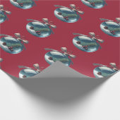 Burgundy Vintage Bow & Ornament Christmas Giftwrap ラッピングペーパー (角)