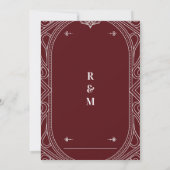 Burgundy Vintage Modern Deco Geometric Wedding 招待状 (裏面)