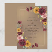 Burgundy Warm Harvest Wedding 招待状 (正面/裏面)