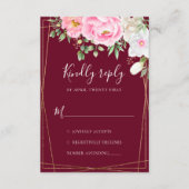 Burgundy Water Color Geometric結婚's 出欠カード (正面)
