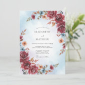 Burgundy Watercolor Fall Wedding 招待状 (スタンド正面)