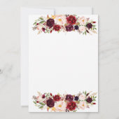 Burgundy watercolor modern flowers  invitation  招待状 (裏面)