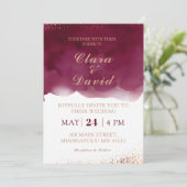 Burgundy Watercolor Wedding Invitation 招待状 (スタンド正面)