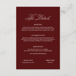 Burgundy Wedding エンクロージャーカード