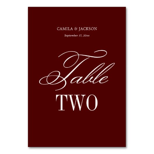 Burgundy Wedding  テーブルナンバー (正面)