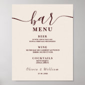 Burgundy Wedding Bar Menu  ポスター (正面)