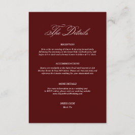 Burgundy Wedding Details エンクロージャーカード