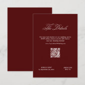 Burgundy Wedding Details Qr Code エンクロージャーカード (正面/裏面)